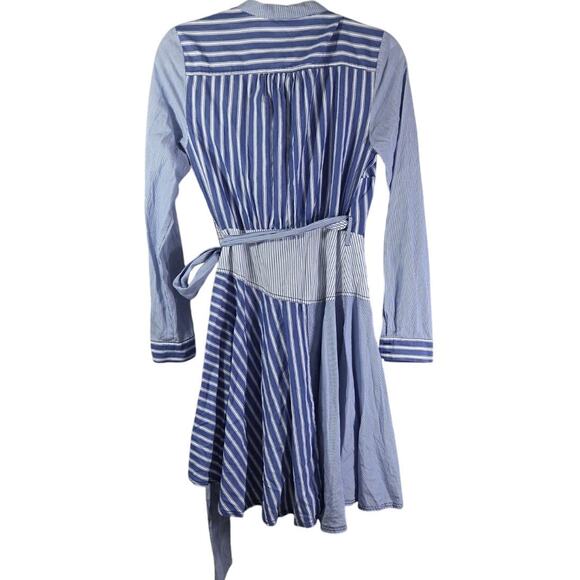 Anthropologie Maeve Wrap Dress Nlue and White Striped Long Sleeve Size 2 - Picture 3 of 8